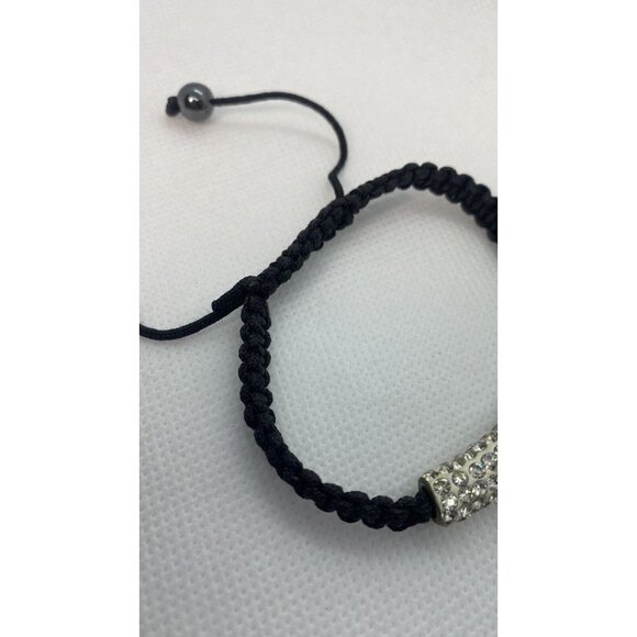Black/Sliver Beaded Rhinestones Crucifix Religious Expandable pair of Bracelets - Picture 7 of 8